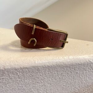 UnisoBDG‎ Chestnut Leather Belt with Brass Buckle western boho medium